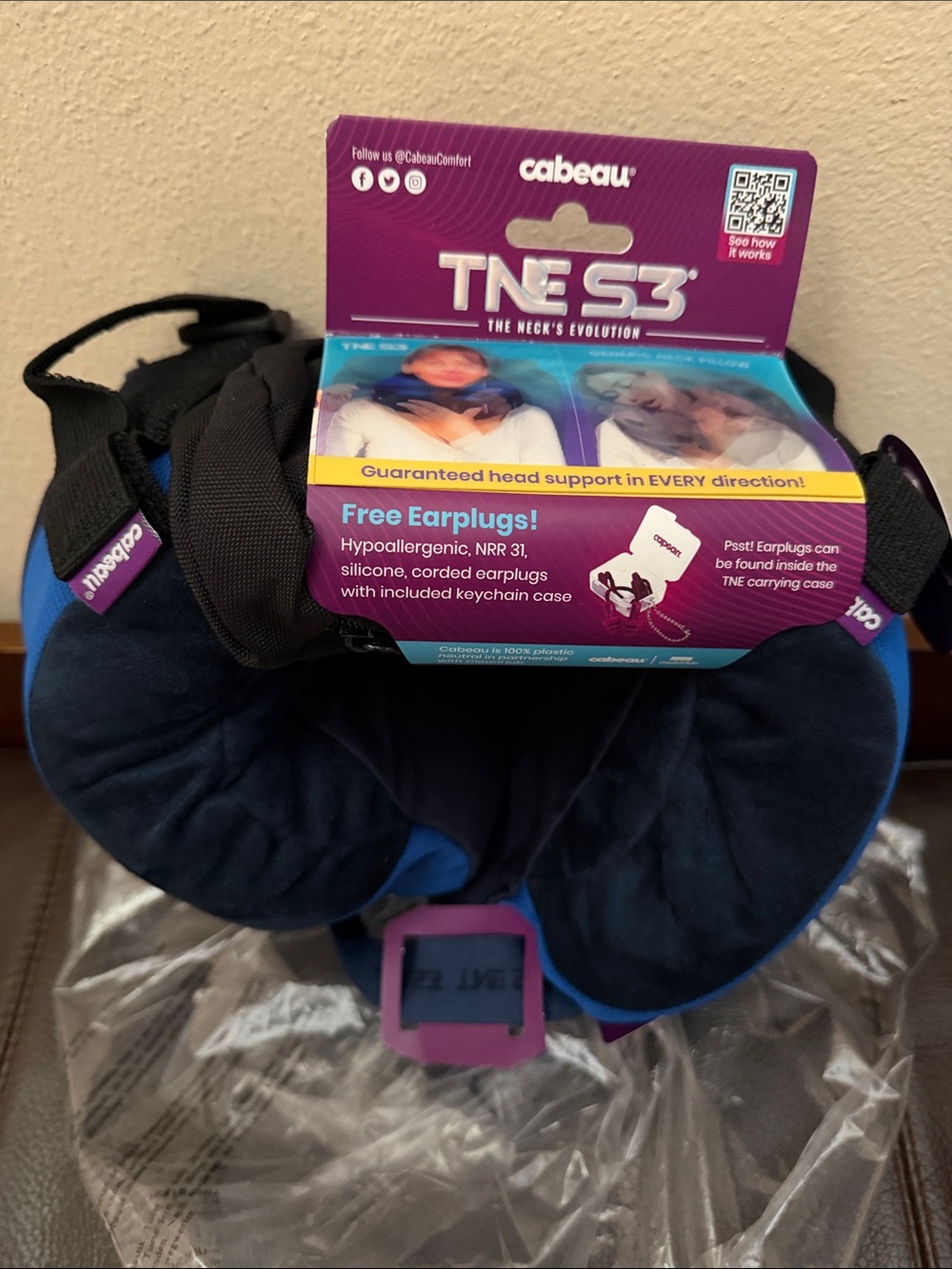 Cabeau Travel Neck Pillow Memory Foam with Attachment Straps
